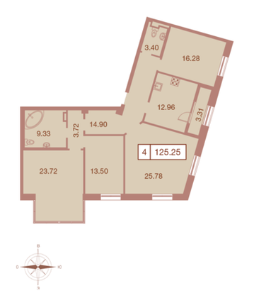 Продажа 4-комнатной квартиры 126,4 м², 5/9 этаж