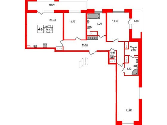 Продажа 3-комнатной квартиры 102,7 м², 15/23 этаж