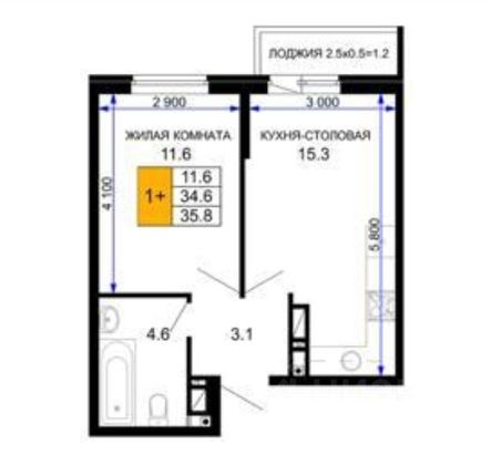 Продажа 1-комнатной квартиры 36,6 м², 12/16 этаж