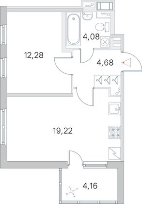 Продажа 1-комнатной квартиры 42,3 м², 2/5 этаж