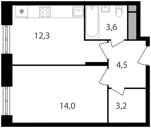 Продажа 1-комнатной квартиры 37,6 м², 4/8 этаж