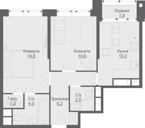Продажа 2-комнатной квартиры 50,5 м², 11/17 этаж