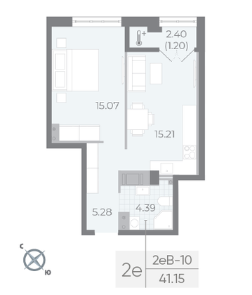 Продажа 1-комнатной квартиры 41,2 м², 8/8 этаж