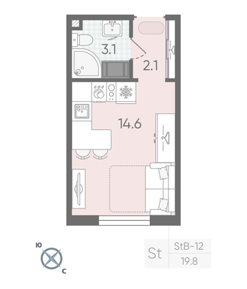 Продажа квартиры-студии 19,8 м², 3/22 этаж
