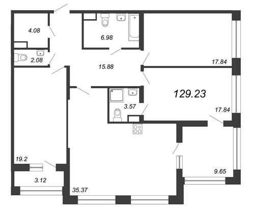 Продажа 4-комнатной квартиры 128,8 м², 4/8 этаж
