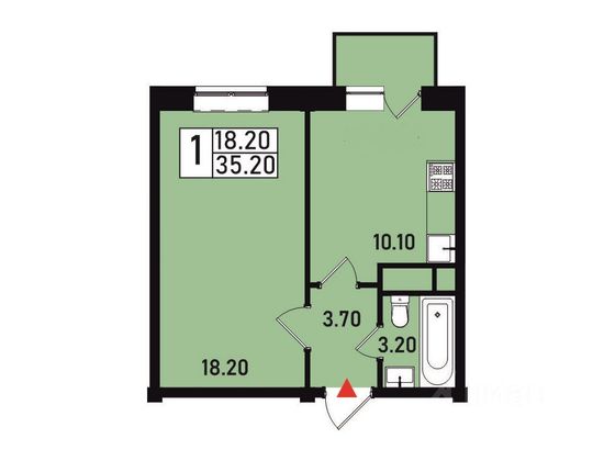 Продажа 1-комнатной квартиры 35,5 м², 1/3 этаж