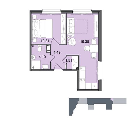 39,8 м², 2-комн. квартира, 14/29 этаж