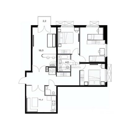 Продажа 3-комнатной квартиры 98 м², 14/20 этаж