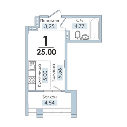 Продажа 1-комнатной квартиры 25 м², 7/10 этаж