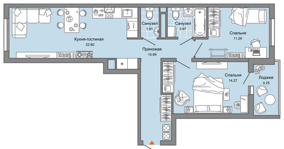 Продажа 2-комнатной квартиры 67 м², 9/9 этаж