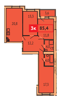 Продажа 3-комнатной квартиры 85,4 м², 2/9 этаж
