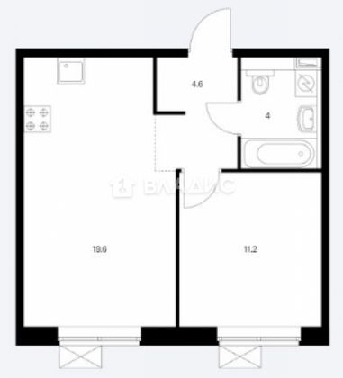 Продажа 1-комнатной квартиры 39,4 м², 11/20 этаж