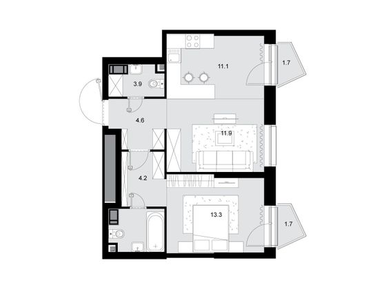 Продажа 2-комнатной квартиры 53,3 м², 7/28 этаж