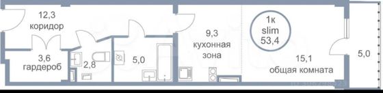 Продажа 1-комнатной квартиры 52,5 м², 8/14 этаж