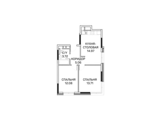 Продажа 2-комнатной квартиры 49,5 м², 5/8 этаж