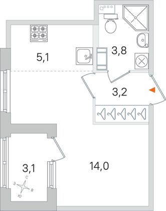 Продажа квартиры-студии 27,6 м², 4/4 этаж