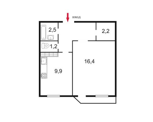 Продажа 1-комнатной квартиры 38,2 м², 9/9 этаж