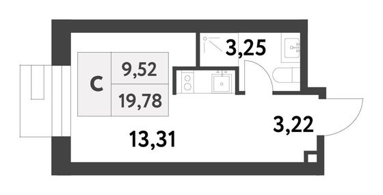 Продажа квартиры-студии 19,8 м², 13/16 этаж