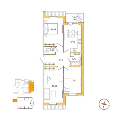 73,1 м², 3-комн. квартира, 5/5 этаж