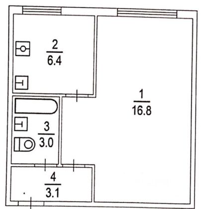 Продажа 1-комнатной квартиры 29,3 м², 2/9 этаж