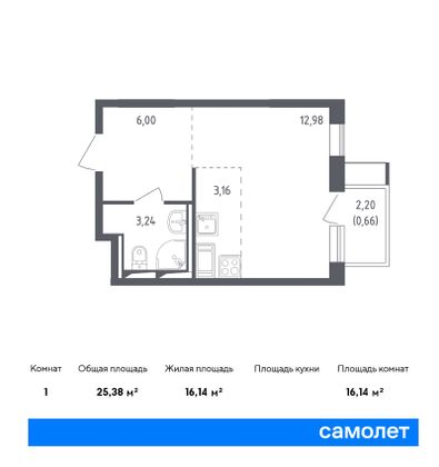 Продажа квартиры-студии 25,4 м², 5/17 этаж