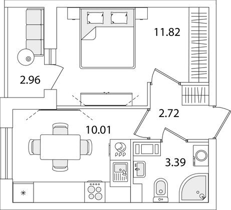 29,4 м², 1-комн. квартира, 6/9 этаж