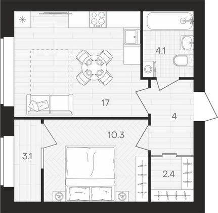 Продажа 1-комнатной квартиры 40,9 м², 6/10 этаж