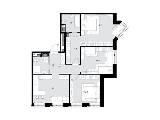 Продажа 3-комнатной квартиры 88,6 м², 24/28 этаж