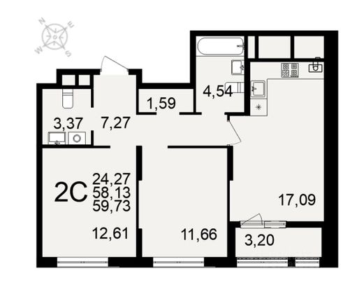 Продажа 3-комнатной квартиры 60 м², 5/26 этаж