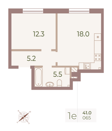 Продажа 1-комнатной квартиры 40,9 м², 9/9 этаж