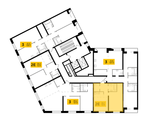 Продажа 2-комнатной квартиры 51,9 м², 13/16 этаж