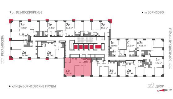 Продажа 2-комнатной квартиры 70,5 м², 6/52 этаж