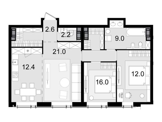 Продажа 3-комнатной квартиры 87 м², 43/47 этаж