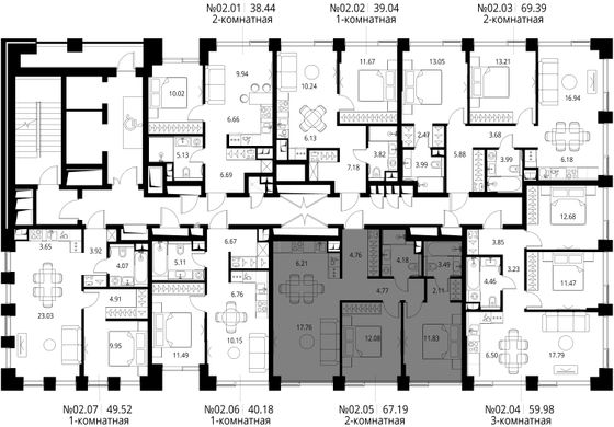 Продажа 2-комнатной квартиры 67,2 м², 2/21 этаж