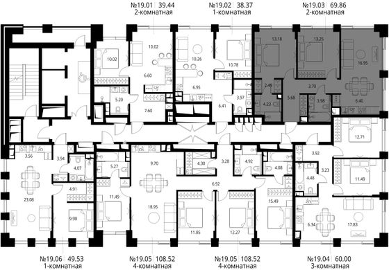 Продажа 2-комнатной квартиры 69,9 м², 19/21 этаж