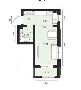 Продажа 1-комнатной квартиры 32,2 м², 2/14 этаж