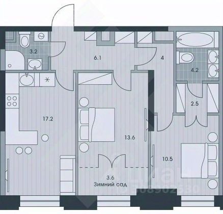 Продажа 2-комнатной квартиры 60 м², 15/34 этаж