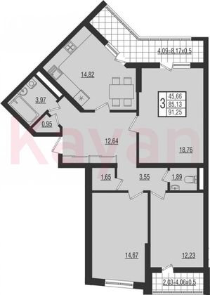 Продажа 4-комнатной квартиры 89,8 м², 21/25 этаж
