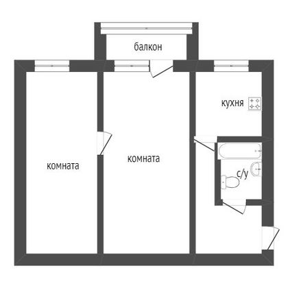 Продажа 2-комнатной квартиры 46 м², 4/5 этаж