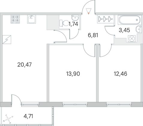 Продажа 2-комнатной квартиры 60,2 м², 4/5 этаж