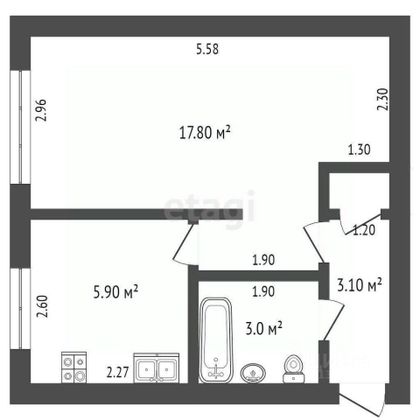 Продажа 1-комнатной квартиры 30,2 м², 1/4 этаж