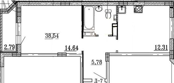 Продажа 1-комнатной квартиры 38,5 м², 2/12 этаж