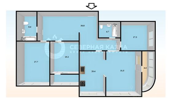 Продажа 4-комнатной квартиры 164,2 м², 14/25 этаж