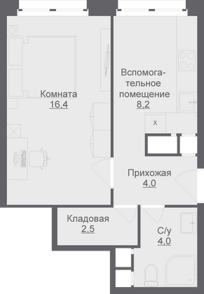 35,1 м², 1-комн. квартира, 4/17 этаж