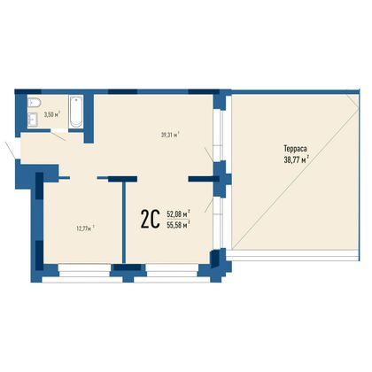 Продажа 1-комнатной квартиры 56,3 м², 7/30 этаж