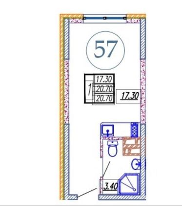 Продажа квартиры-студии 20,9 м², 3/10 этаж