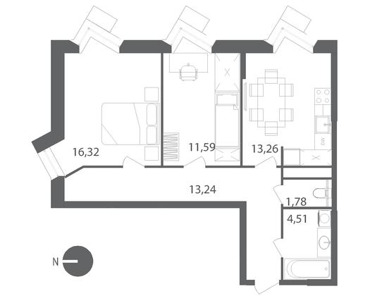 Продажа 2-комнатной квартиры 60,7 м², 7/22 этаж