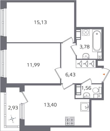 Продажа 2-комнатной квартиры 53,8 м², 4/17 этаж