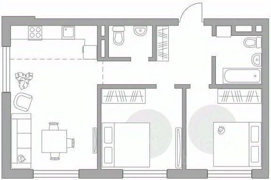 Продажа 3-комнатной квартиры 55,9 м², 1/6 этаж