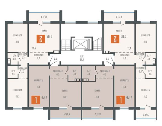 Продажа 2-комнатной квартиры 58,5 м², 7/10 этаж